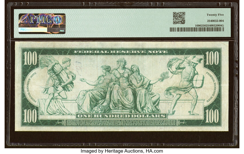 image for: Fr. 1090 $100 1914 Federal Reserve Note PMG Very Fine 25....