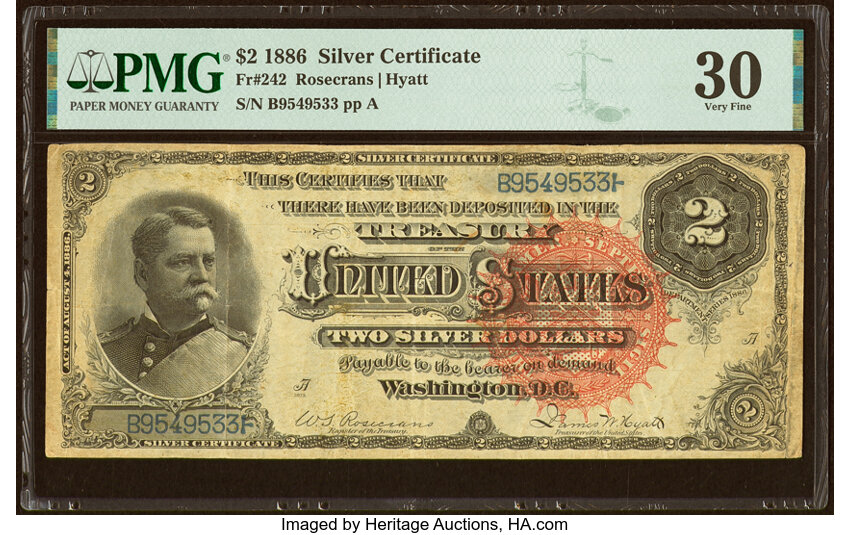 image for: Fr. 242 $2 1886 Silver Certificate PMG Very Fine 30....