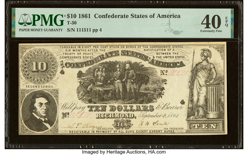image for: T30 $10 1861 PF-3 Cr. 239 PMG Extremely Fine 40 EPQ....