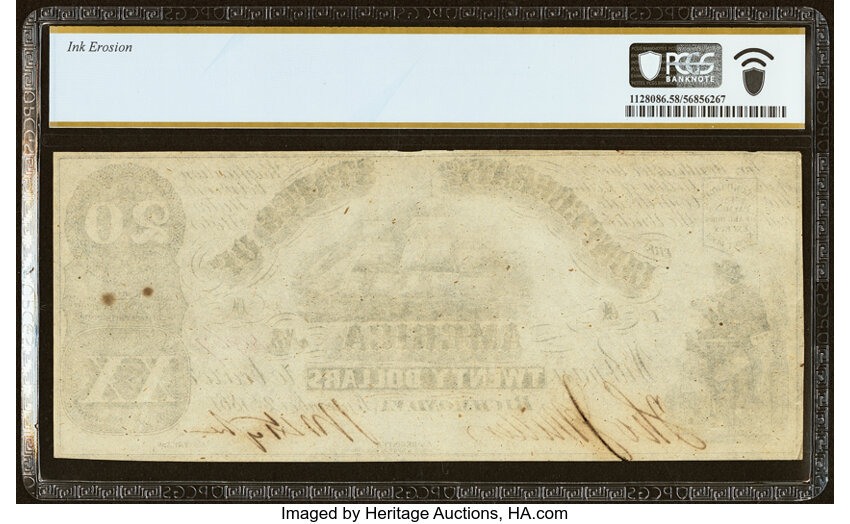 image for: T18 $20 1861 PF-7 Cr. 107 PCGS Banknote Choice AU 58 Details....
