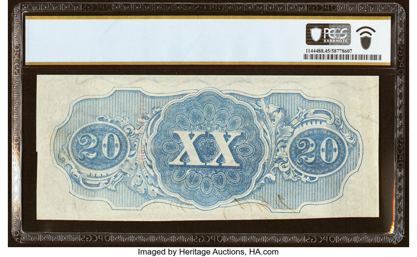 image for: T58 $20 1863 PF-24 Cr. 424 PCGS Banknote Choice XF 45 PPQ....