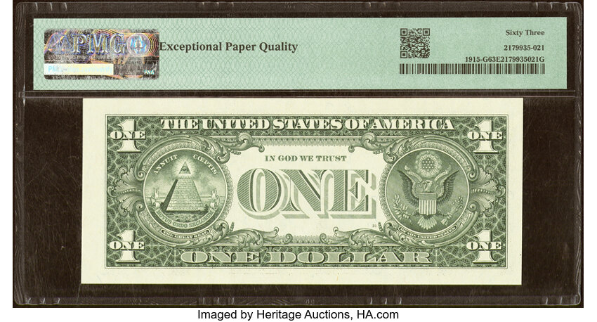 image for: Partial Descending Ladder Serial Number 08765432 Fr. 1915-G $1 1988A Federal Reserve Note. PMG Choice Uncirculated 63 EPQ....