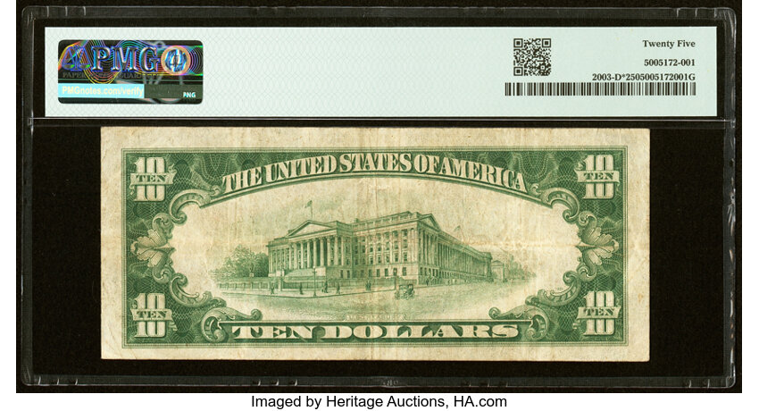 image for: Fr. 2003-D* $10 1928C Light Green Seal Federal Reserve Star Note. PMG Very Fine 25....