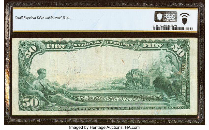 image for: Fort Worth, TX - $50 1902 Plain Back Fr. 682 The First National Bank Ch. # (S)2349 PCGS Banknote Very Fine 30....