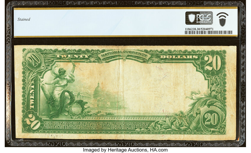 image for: Fort Worth, TX - $20 1902 Plain Back Fr. 661 The Texas National Bank Ch. # 12371 PCGS Banknote Very Fine 30....