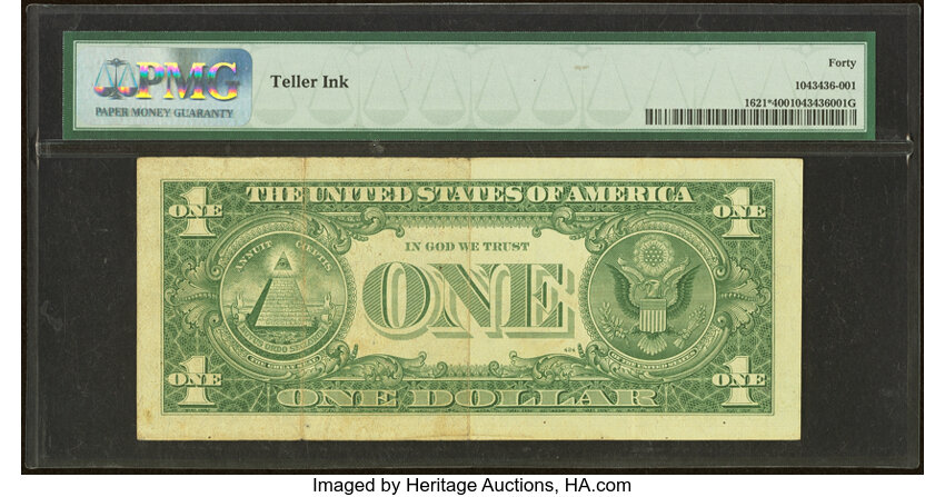 image for: Low Serial Number 24 Fr. 1621* $1 1957B Silver Certificate Star Note. PMG Extremely Fine 40....