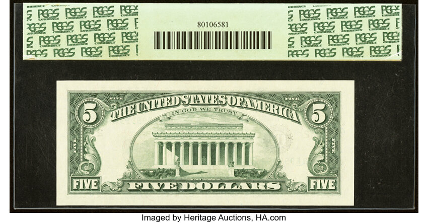 image for: Super Radar Flipper 69999996 Fr. 1980-B $5 1988A Federal Reserve Note. PCGS Superb Gem New 68PPQ....