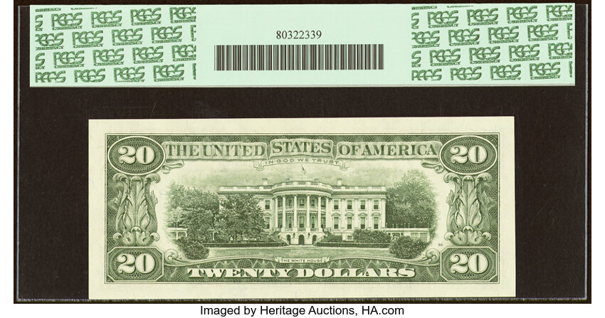 image for: Near Solid Serial Number 98888888 Fr. 2075-H $20 1985 Federal Reserve Note. PCGS Gem New 65PPQ....