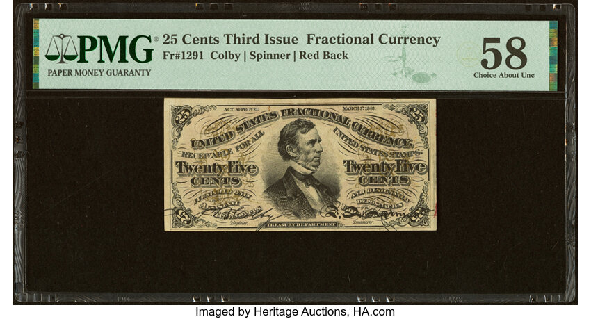 image for: Fr. 1291 25¢ Third Issue PMG Choice About Unc 58....