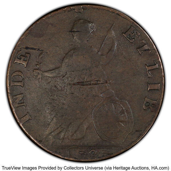 image for: 1787 Vermont Copper, Bust Right, RR-12, Bressett 11-K, W-2110, R.3, XF40 PCGS. Ex: Paul Gerrie Colonial Collection / FUN...