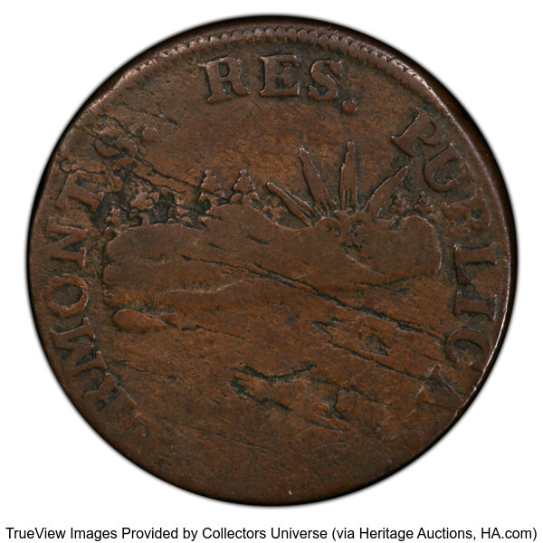 image for: 1785 Vermont Copper, VERMONTS, RR-2, Bressett 1-A, W-2005, R.2, Fine 15 PCGS....