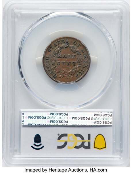 thumbnail for: 1832 C-1 1/2c PCGS AU53 BN