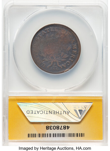 image for: 1798 1C First Hair Style, S-145, B-2, R.3, AG3 ANACS.  Mintage 1,841,745....