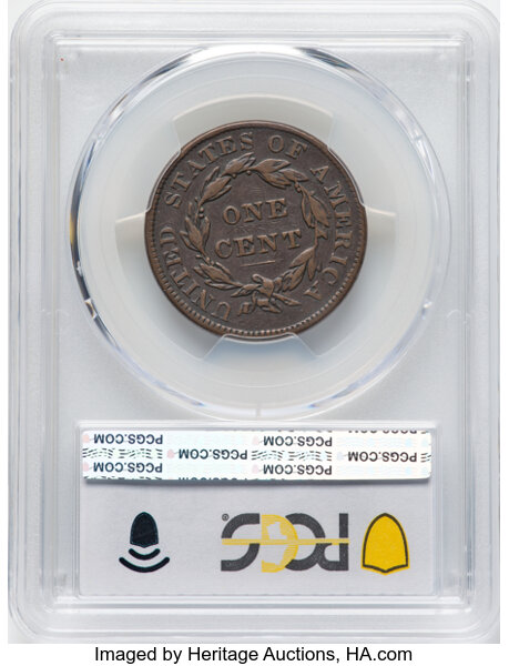 image for: 1837 1C Plain Cords, Medium Letters, N-3, R.1, VF25 PCGS. CDN: $65 Whsle. Bid for NGC/PCGS VF25....