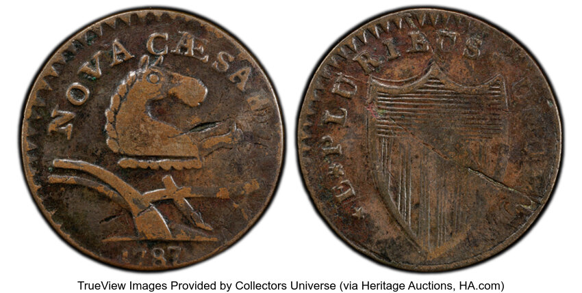 image for: 1787 New Jersey Copper, Camel Head, Maris 56-n, W-5310, R.1, VF20 PCGS. PCGS Population: 11 in 20, 88 finer (10/25)....