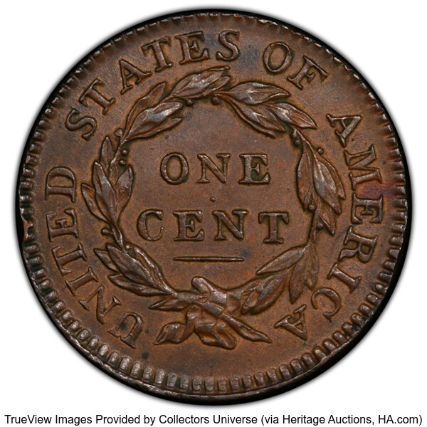 image for: 1817 1C 13 Stars, N-11, R.1, AU55 PCGS. CAC. CDN: $500 Whsle. Bid for NGC/PCGS AU55. Mintage 3,948,400. Ex: ANA Auction...