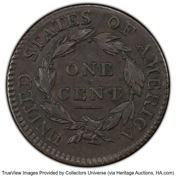 image for: 1814 1C Crosslet 4, S-294, B-1, R.1, XF40 PCGS.  CDN: $1,350 Whsle. Bid for NGC/PCGS XF40. Mintage 357,830. Ex: Chicago...