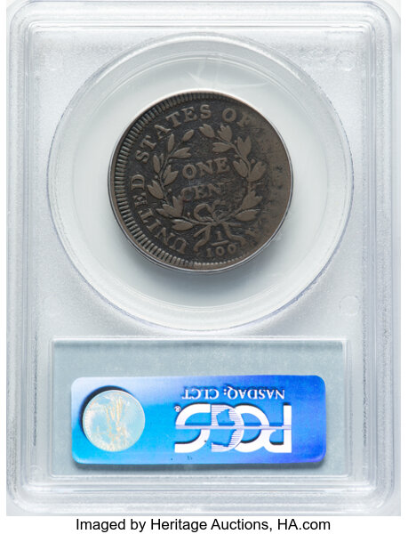 image for: 1798/7 1C S-151, B-7, R.3, Good 6 PCGS. Struck several degrees off center toward 1:30. PCGS Population: 9 in 6, 35 finer (1...