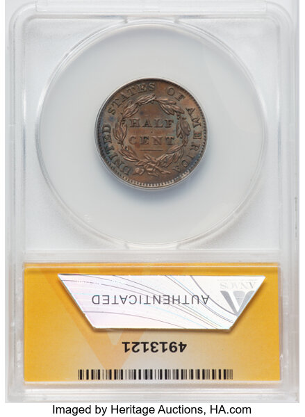thumbnail for: 1832 C-1 1/2c ANACS MS62 BN