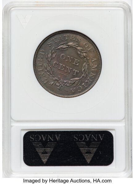 thumbnail for: 1835 Head of 1836, N-14 1c ANACS Deta XF40 BN