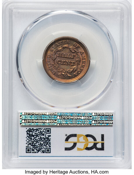 thumbnail for: 1853 C-1 1/2c PCGS MS65 BN