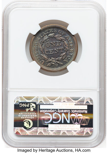 thumbnail for: 1855 Upright 55, N-4 1c NGC MS64 BN