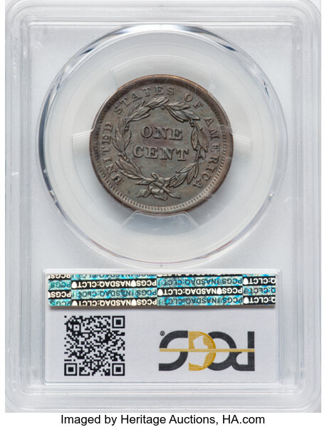 image for: 1843 1C Petite Head, Small Letters, N-9, High R.2, AU58 PCGS. PCGS Population: 3 in 58, 8 finer (11/25). CDN: $330 Whsle. B...