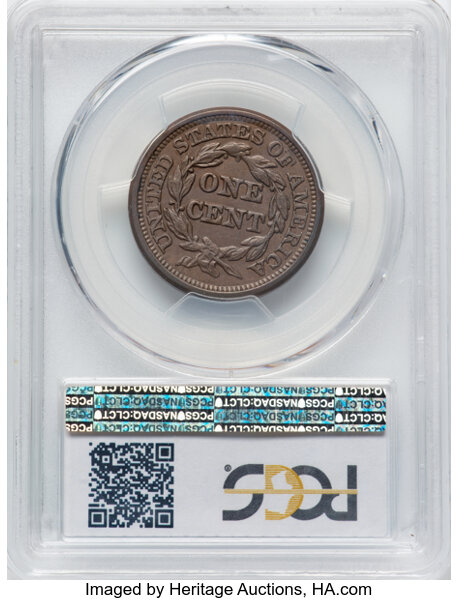 thumbnail for: 1844 N-7 1c PCGS AU53 BN
