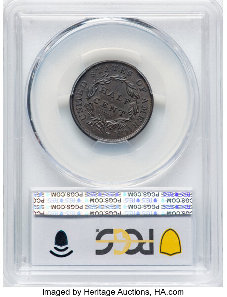 image for: 1835 1/2 C C-1, B-1, R.1, AU55 PCGS.  CDN: $168 Whsle. Bid for NGC/PCGS AU55. Mintage 398,000....