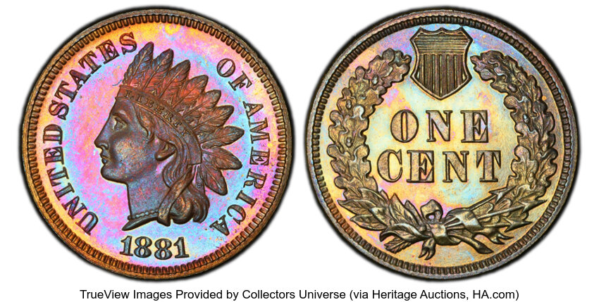 image for: 1881 1C PR64 Brown PCGS. PCGS Population: 59 in 64, 69 finer (11/25). CDN: $280 Whsle. Bid for NGC/PCGS PR64. Mintage 3,575...