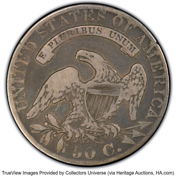 image for: 1833 50C O-104, R.1, Fine 12 PCGS. Ex: Manhattan Collection. PCGS Population: 1 in 12, 29 finer (11/25). CDN: $70 Whsle. Bi...