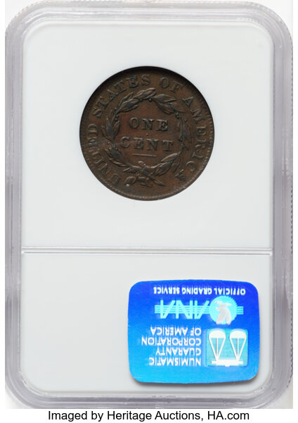 image for: 1834 1C Small 8, Large Stars, Medium Letters, N-1, R.1, XF40 NGC. NGC Census: 1 in 40, 38 finer (11/25). CDN: $200 Whsle. B...