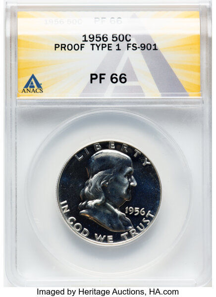 image for: 1956 50C Type One Reverse, FS 901, PR66 ANACS.  ...