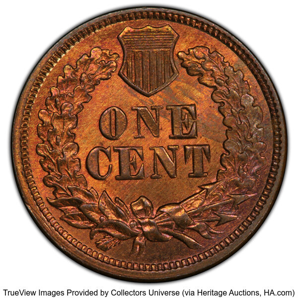 image for: 1869/69 1C Repunch Date, FS-301, Snow-3, MS64 Red and Brown PCGS. Formerly FS-008.3. PCGS Population: 40 in 64 (1 in 64+), ...
