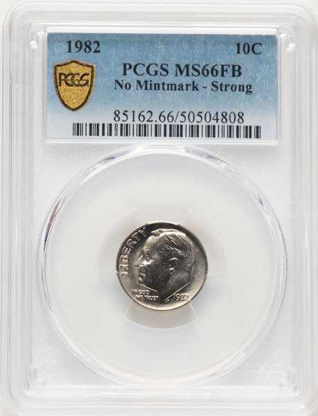 image for: 1982 10C No Mintmark, Strong, MS66 Full Bands PCGS. CDN: $420 Whsle. Bid for NGC/PCGS MS66....