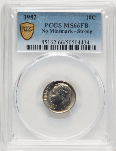 image for: 1982 10C No Mintmark, Strong, MS66 Full Bands PCGS. CDN: $420 Whsle. Bid for NGC/PCGS MS66....