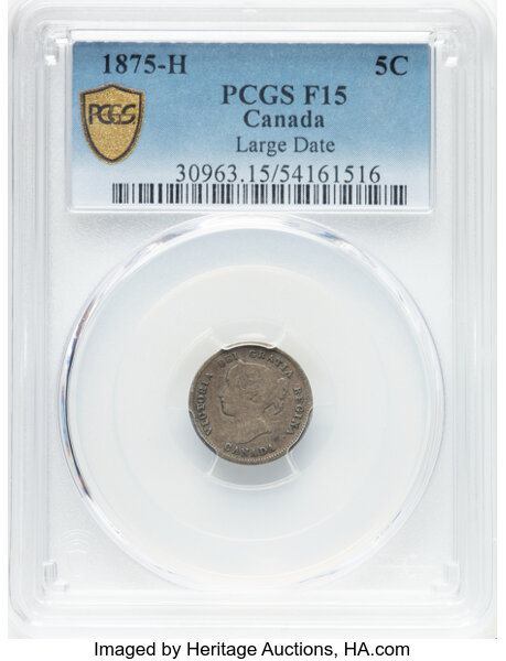thumbnail for: 1875-H Large Date S5c PCGS F15