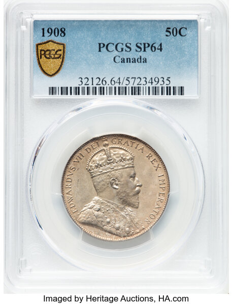 image for: Canada: Edward VII 50 Cents 1908 SP64 PCGS,...