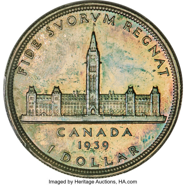 image for: Canada: George VI silver Mirror Specimen "Royal Visit" Dollar 1939 SP66 PCGS,...