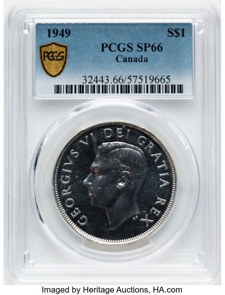 image for: Canada: George VI silver Dollar 1949 SP66 PCGS,...