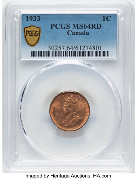 image for: Canada: George V Cent 1933 MS64 Red PCGS,...