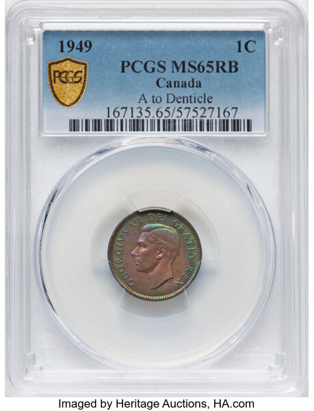 image for: Canada: George VI bronze Cent 1949 MS65 Red and Brown PCGS,...