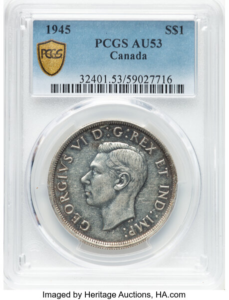image for: 1945 S$1  PCGS AU53