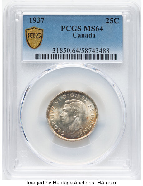 image for: Canada: George VI 25 Cents 1937 MS64 PCGS,...