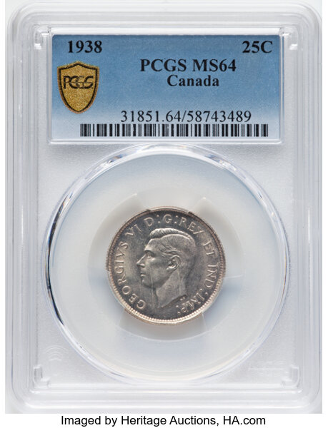 thumbnail for: 1938 25c PCGS MS64