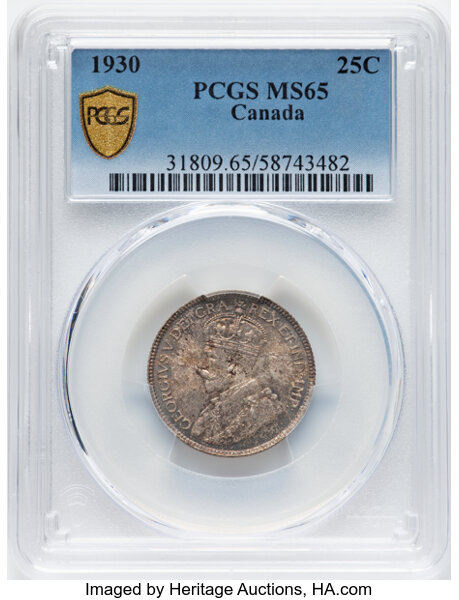 image for: Canada: George V 25 Cents 1930 MS65 PCGS,...