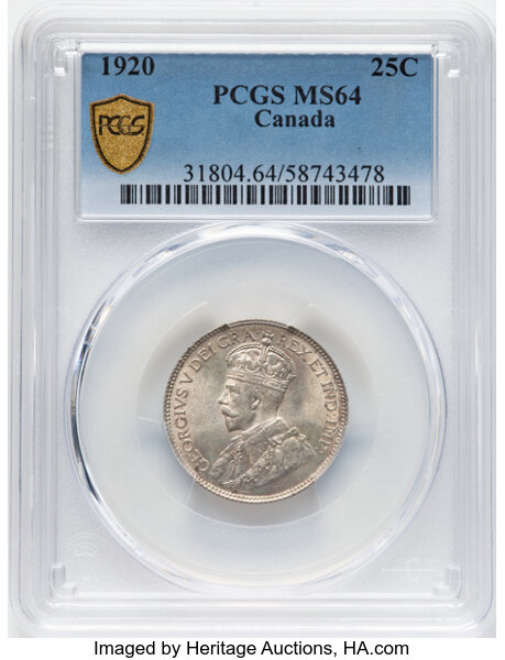 thumbnail for: 1920 25c PCGS MS64