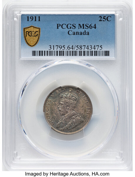 thumbnail for: 1911 25c PCGS MS64