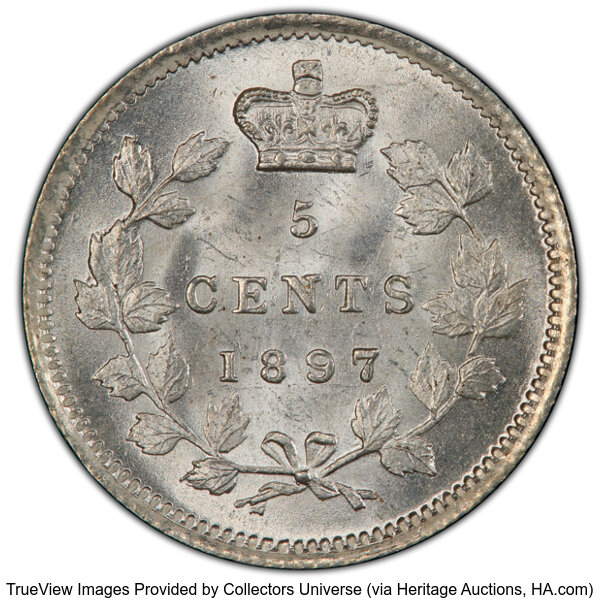 image for: Canada: Victoria 5 Cents 1897 MS64+ PCGS,...