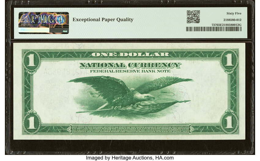 image for: Fr. 737 $1 1918 Federal Reserve Bank Note PMG Gem Uncirculated 65 EPQ....